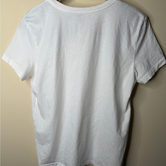 Vintage Ralph Lauren White V-Neck Tee with Blue Logo - Picture 4 of 7